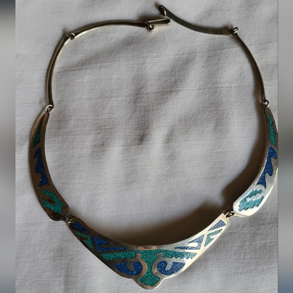 Silver and Blue Artistic Necklace